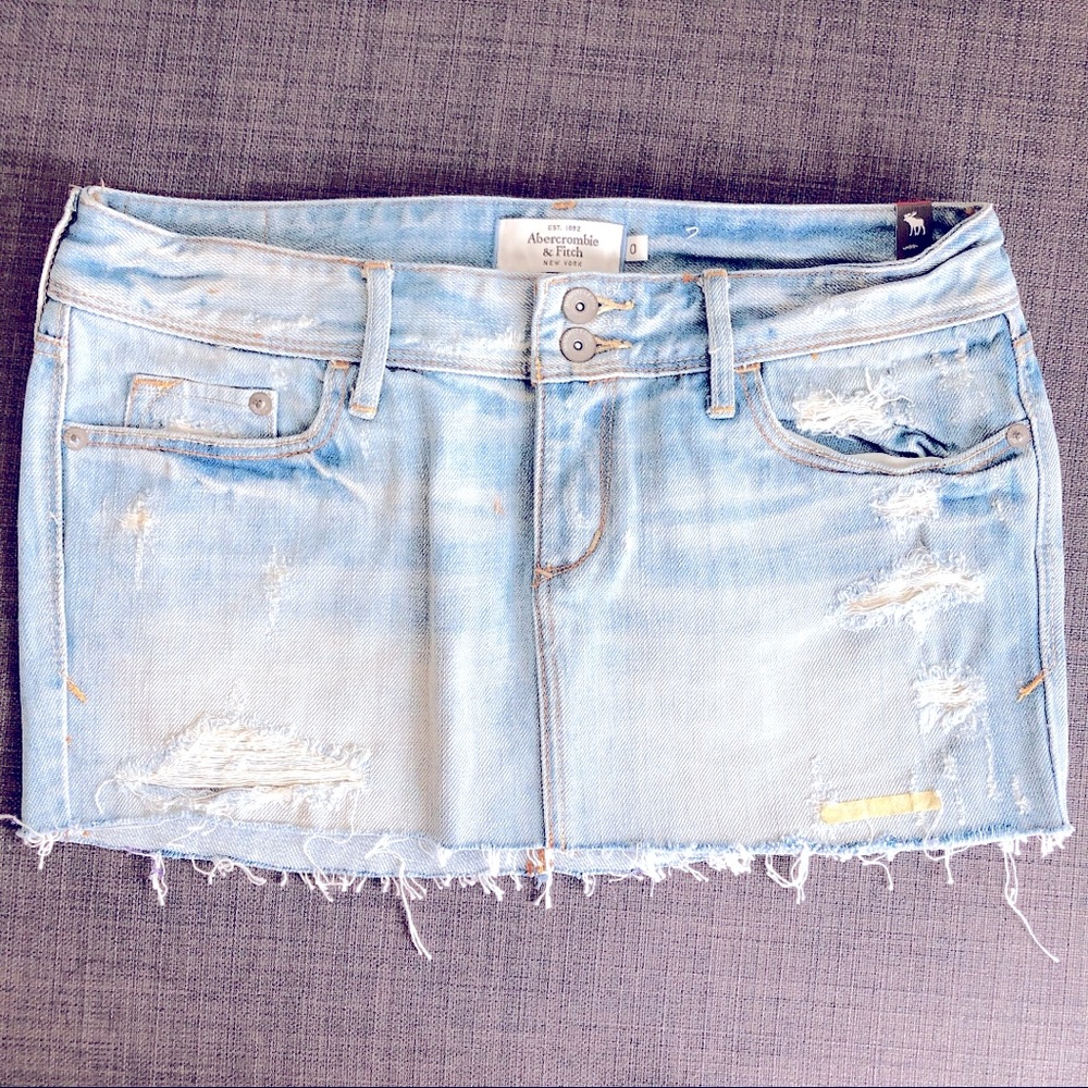 Abercrombie & Fitch Mini Ripped Jean Skirt